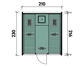 Finnhaus Wolff Fasssauna Carol 2123 + gerade Bänke + schwarze Dachschindeln - 42mm Gartensauna - Bausatz - natur