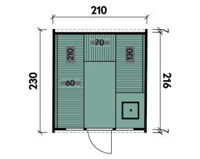 Finnhaus Wolff Fasssauna Conrad 2123 + U-Form-Bänke + schwarze Dachschindeln - 42mm Gartensauna - Bausatz - natur