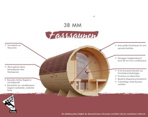 KARIBU FREUNDE DEAL Fasssauna Gardenfriends + Terrasse - 38mm Saunafass - Tonnendach - natur