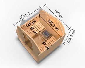 KARIBU FREUNDE DEAL Fasssauna Gardenfriends Asymmetrisch + 9kW Saunaofen + Steuerung Classic - 38mm Fassauna - Tonnendach - natur