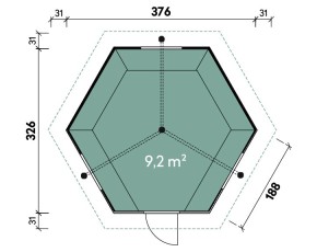 Finnhaus Wolff Grillkota Jesse 3833 45 + Grillanlage + Lapplandpaket + Dachschindeln schwarz - 45mm Elementhaus - betongrau