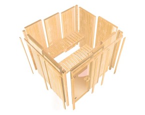 Karibu Innensauna Minja - 68mm Elementsauna - Ganzglastür bronziert - 230V Sauna