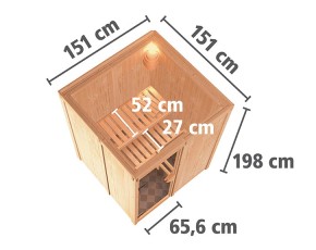 Karibu Innensauna Minja - 68mm Elementsauna - Ganzglastür bronziert - 230V Sauna