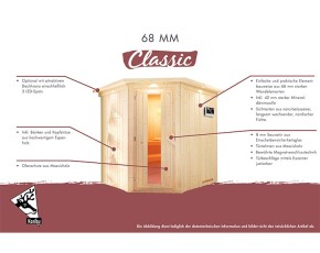 Karibu Innensauna Gobin + 9kW Bio-Kombiofen + externe Steuerung Easy bio - 68mm Elementsauna - Ganzglastür graphit