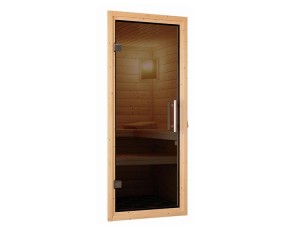 Karibu Innensauna Gobin + 9kW Bio-Kombiofen + externe Steuerung Easy bio - 68mm Elementsauna - Ganzglastür graphit