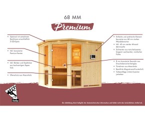 Karibu Innensauna Titania 4 + abgerundete Ecke - 68mm Elementsauna - Energiespartür