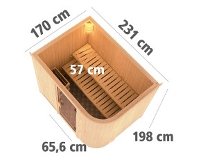 Karibu Innensauna Titania 4 + abgerundete Ecke - 68mm Elementsauna - Energiespartür